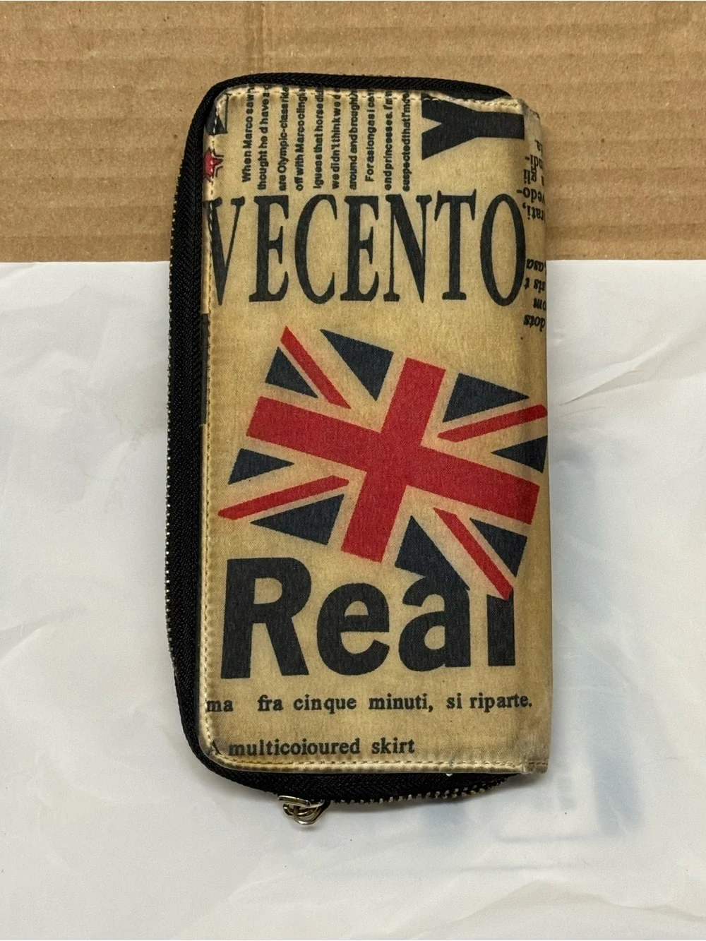 Vecento Real Designer Zipper Card Case Holder